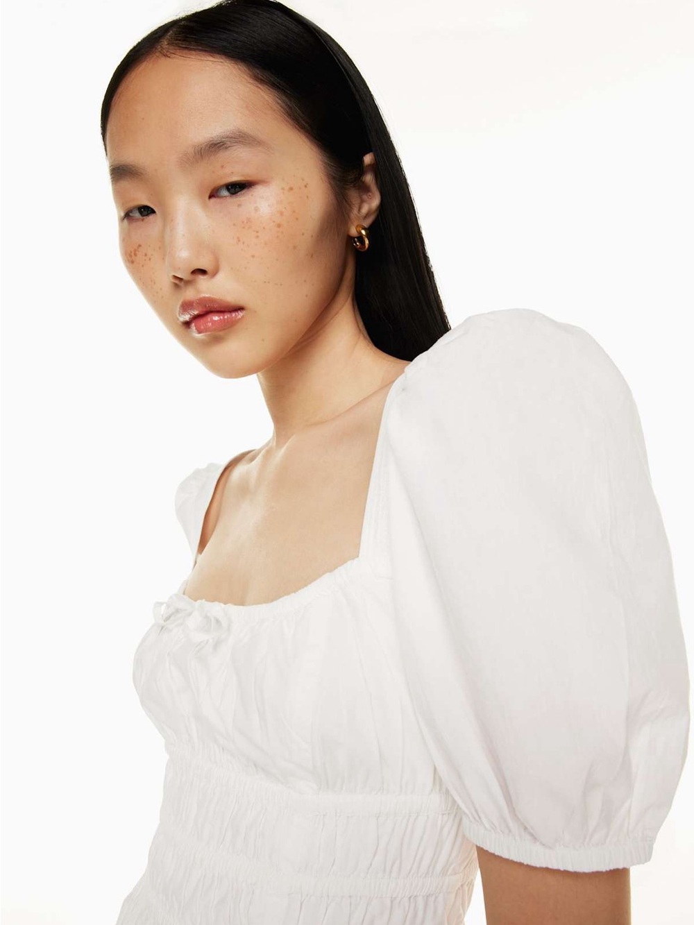 Sunday Best Martine Poplin Short-sleeve Dress, White, Size Medium - Picture 3 of 13